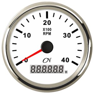 CN speed indicator with operating hours 12/24V 96mm white/chrome