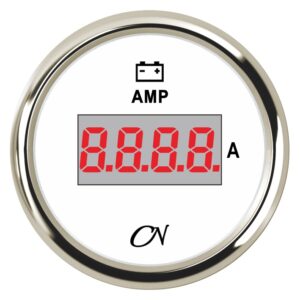 CN digital ammeter display 12/24V 57mm white/chrome