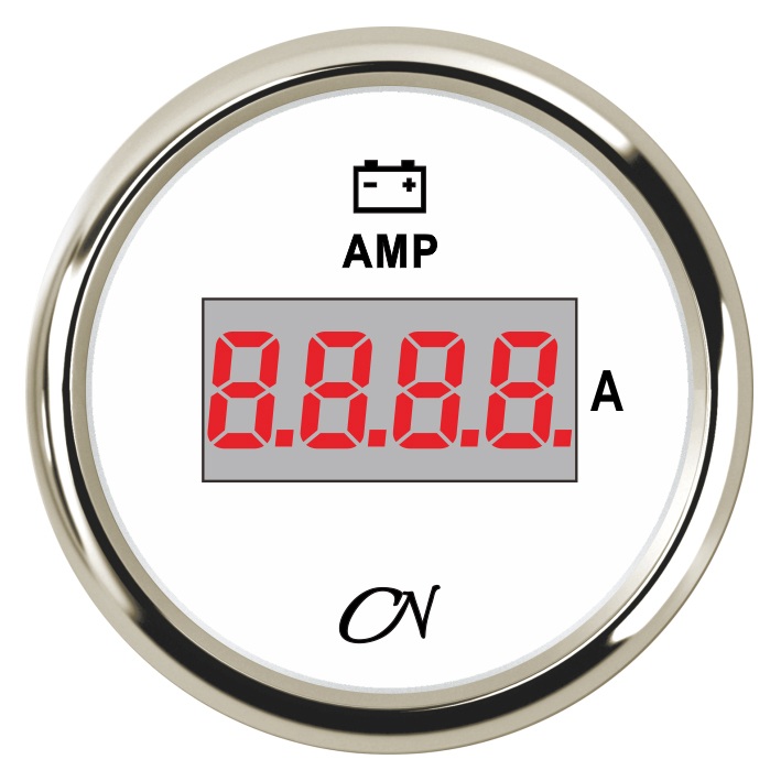 CN digital ammeter display 12/24V 57mm white/chrome 1 CN digital ammeter display 12/24V 57mm white/chrome