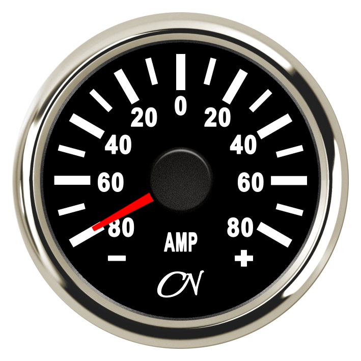 CN Analog Ammeter Display 12/24V 57mm Black/Chrome 1 CN Analog Ammeter Display 12/24V 57mm Black/Chrome