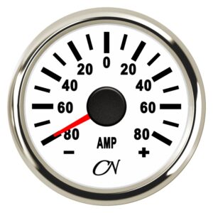 CN Analog Ammeter Display 12/24V 57mm White/Chrome