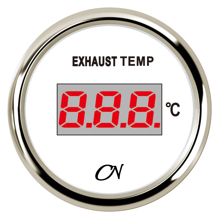 CN exhaust gas temperature gauge, digital, 12/24V, 57mm, white/chrome 1 CN exhaust gas temperature gauge, digital, 12/24V, 57mm, white/chrome