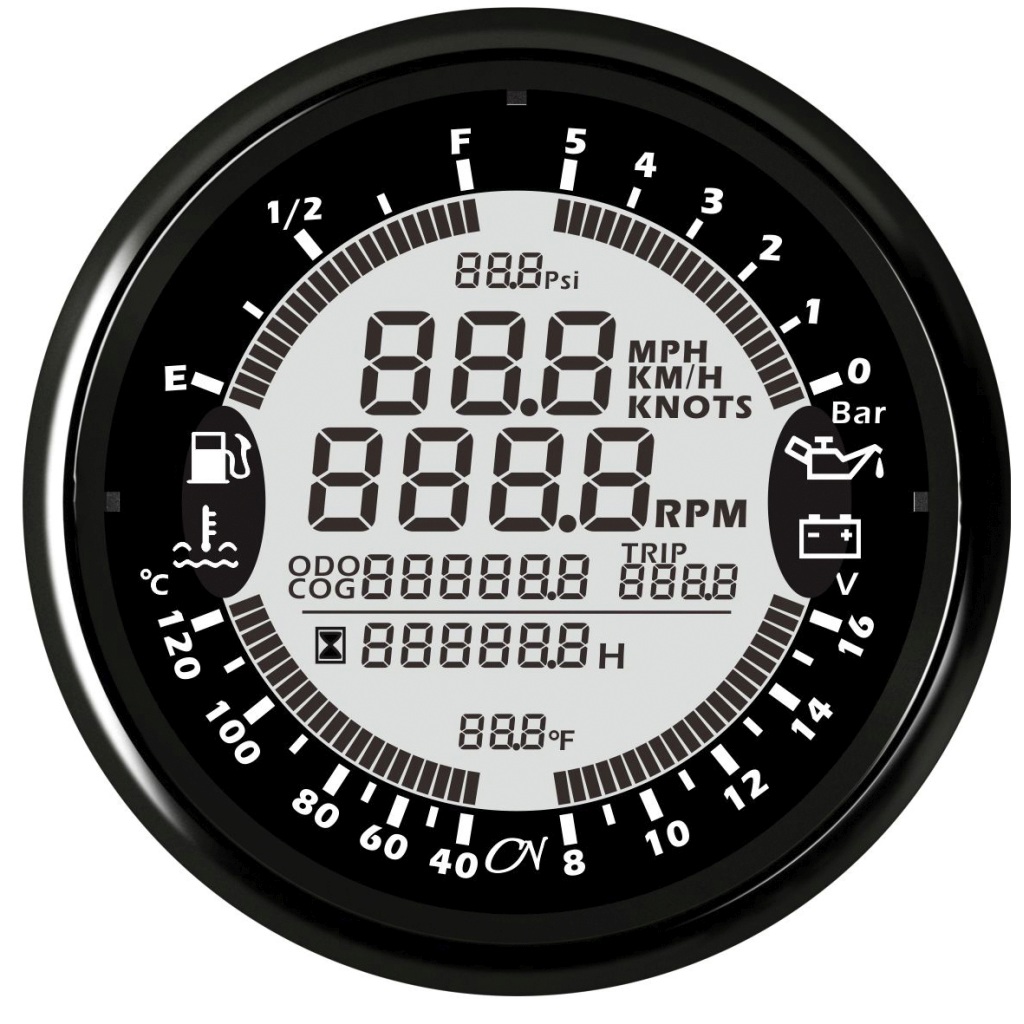 CN Multi-display with 6 functions 12/24V 96mm black 1 CN Multi-display with 6 functions 12/24V 96mm black