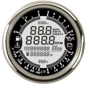 CN Multi-display with 6 functions 12/24V 96mm black/chrome
