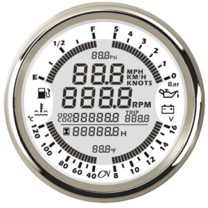 CN Multi-display with 6 functions 12/24V 96mm white/chrome