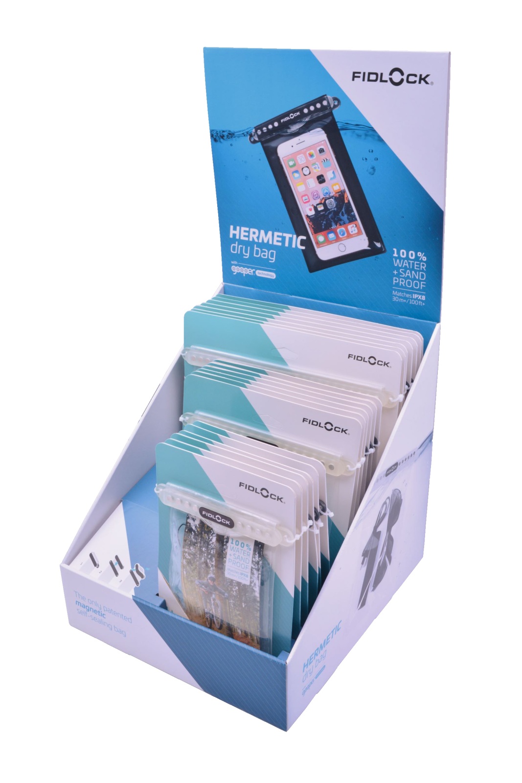 FIDLOCK Dry bag Display mixed 19-piece set. 1 FIDLOCK Dry bag Display mixed 19-piece set.