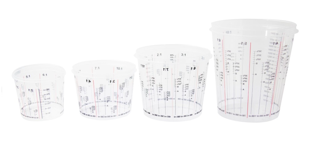 Mixing cups with scales 2300ml 100pcs. 1 Mixing cups with scales 2300ml 100pcs.