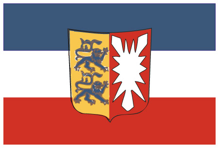 State flag of Schleswig-Holstein (with coat of arms) PES 200x300mm 1 State flag of Schleswig-Holstein (with coat of arms) PES 200x300mm