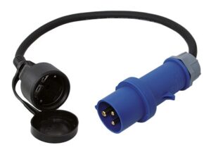 CEE adapter cable 230V 3-pin with plug + Schuko socket with cap, 1.5m