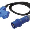 CEE adapter cable 230V 3-pin with plug and angled socket + Schuko, 1.5m 2 ec39