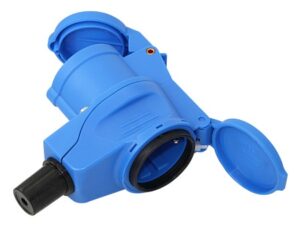 CEE angled coupling with Schuko socket 230V 3-pole