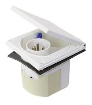 CEE recessed wall plug, with flap, 230V, 3-pin
