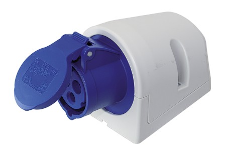 CEE surface-mounted coupling with flap, 230V, 3-pole 1 CEE surface-mounted coupling with flap, 230V, 3-pole