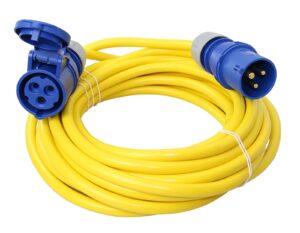 CEE extension cable 'armored' 230V 3-pin with plug and socket, 10m