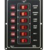 Switch panel with fuses, vertical aluminum 12V 37A 6-way 2 ek10011