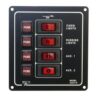 Switch panel with fuses, vertical aluminum 12V 37A 4-way