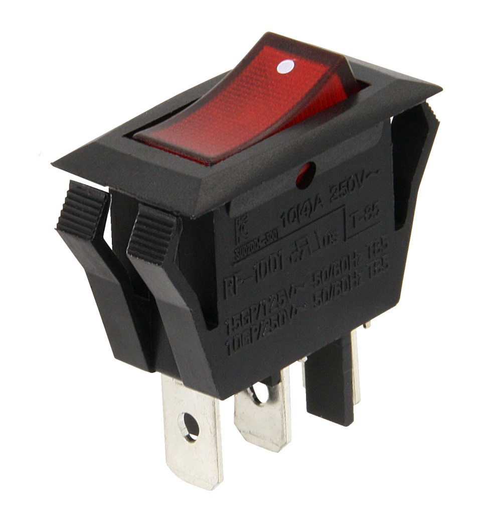 Rocker switch, recessed, 12V 15A, on/off, red illuminated 1 Rocker switch, recessed, 12V 15A, on/off, red illuminated