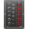 Switch panel with circuit breakers, vertical, aluminum, 12V, 37A, 6-way 2 ek10228