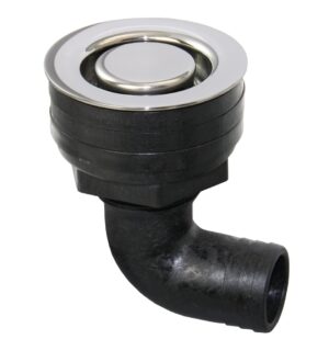 Deck drain with stainless steel cap, 90° POM for 25mm hose