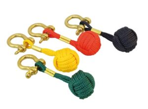Monkey's fist keyring with brass shackle, assorted colors