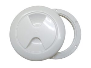 Inspection cover with screw closure, fully covering, PP, 127mm, white