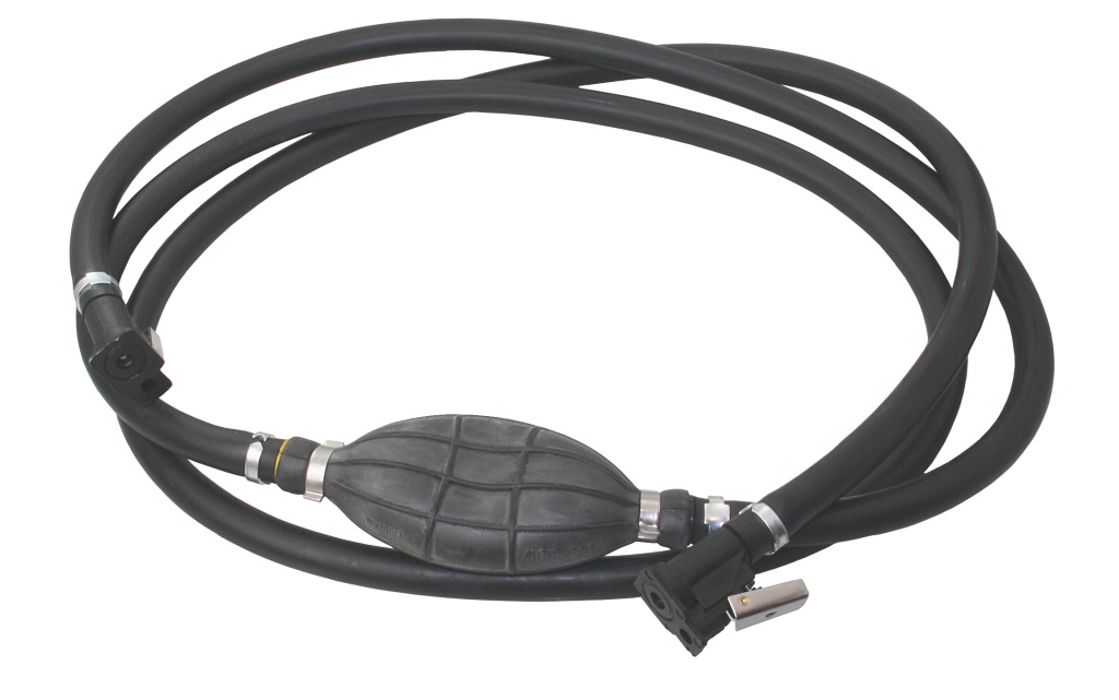 Fuel hose with primer bulb 8mm (5/16") 2.4m, connectors on both ends for OMC 1 Fuel hose with primer bulb 8mm (5/16") 2.4m, connectors on both ends for OMC