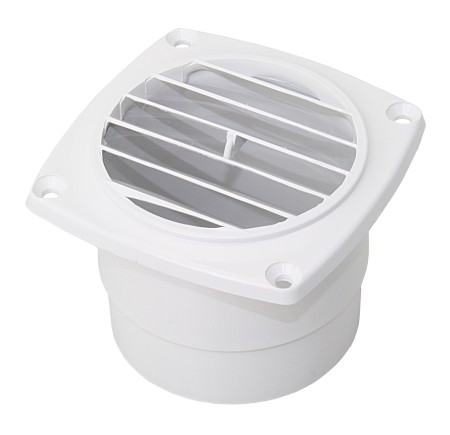 Gill ventilator with hose connection ABS for 75mm hose, white 1 Gill ventilator with hose connection ABS for 75mm hose, white