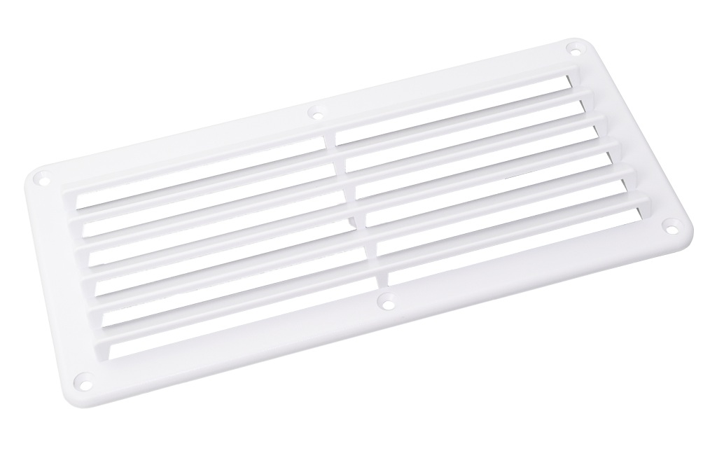 Gill ventilator, rectangular ABS 261x125mm, 2x6 slots, white 1 Gill ventilator, rectangular ABS 261x125mm, 2x6 slots, white