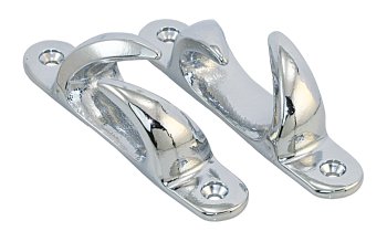 Lip cleat, overlapping MsCr 125mm, for 15mm rope (pair) 1 Lip cleat, overlapping MsCr 125mm, for 15mm rope (pair)