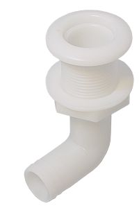 Through-hull fitting Acetal 1-1/4' white 90° angle 1 Through-hull fitting Acetal 1-1/4' white 90° angle
