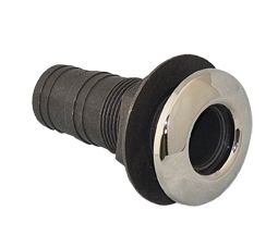 Acetal 1-1/2" through-hull fitting with stainless steel cap