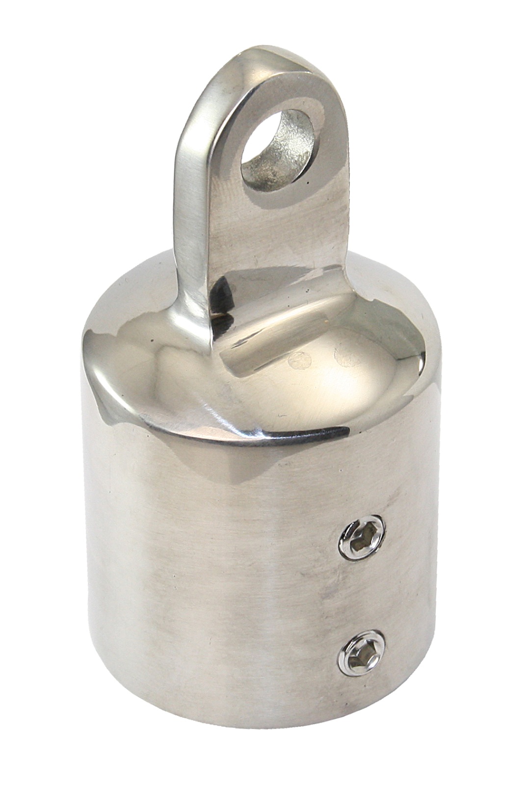 Reinforced pipe end cap with 2 A4 threaded studs for 30mm pipe, 8.6mm eye 1 Reinforced pipe end cap with 2 A4 threaded studs for 30mm pipe, 8.6mm eye