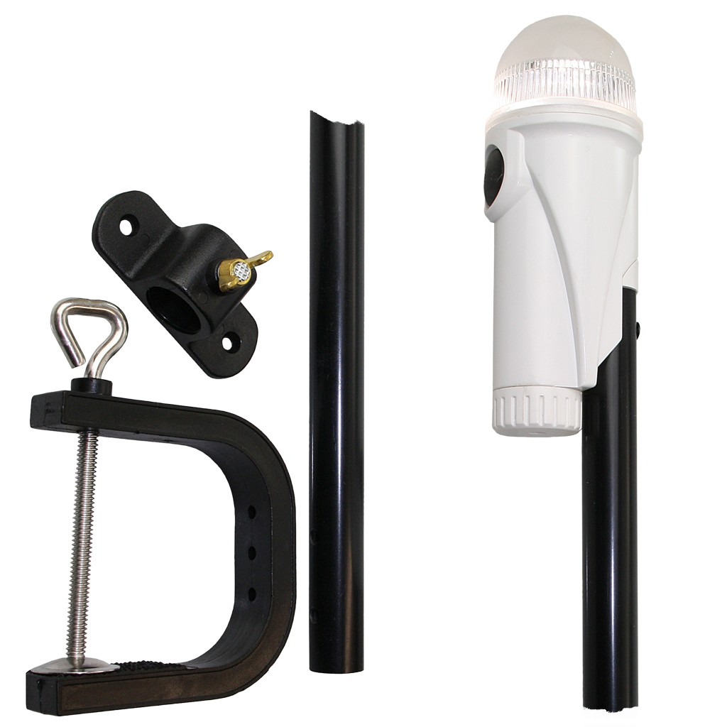 LED battery-powered position light, white, with 645mm mast and screw clamp 1 LED battery-powered position light, white, with 645mm mast and screw clamp