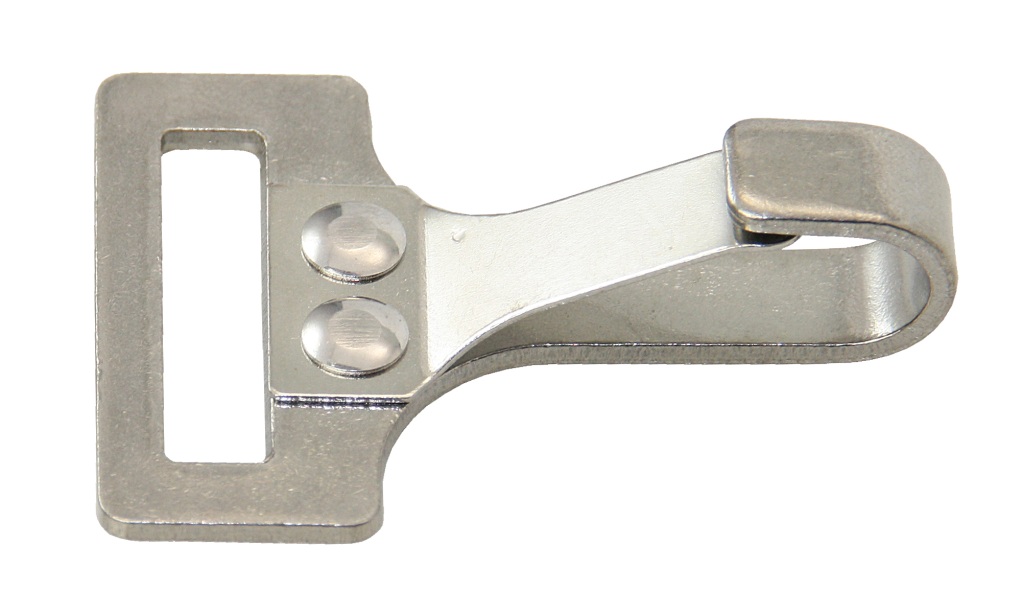 Webbing hooks A2 for 25mm webbing, 10 pieces. 1 Webbing hooks A2 for 25mm webbing, 10 pieces.