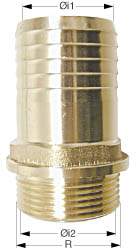Hose barb with external thread and flange Ms 1/2' for hose 19mm (3/4')