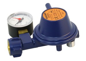 Gas pressure regulator with manometer 90° 50mbar, 0.8kg/h 1 Gas pressure regulator with manometer 90° 50mbar, 0.8kg/h