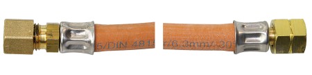 Gas hose with pipe fitting RVS8 and union nut ¼'L 0.4m 1 Gas hose with pipe fitting RVS8 and union nut ¼'L 0.4m