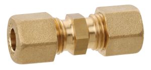 Pipe connector, straight brass, double-ended pipe fitting RVS8 1 Pipe connector, straight brass, double-ended pipe fitting RVS8