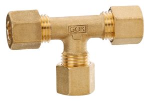Pipe connector, brass T-piece with pipe fitting RVS8 1 Pipe connector, brass T-piece with pipe fitting RVS8