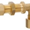 Pipe connector for bulkhead wall, 90° brass, double-ended pipe fitting RVS8 2 gf0768100