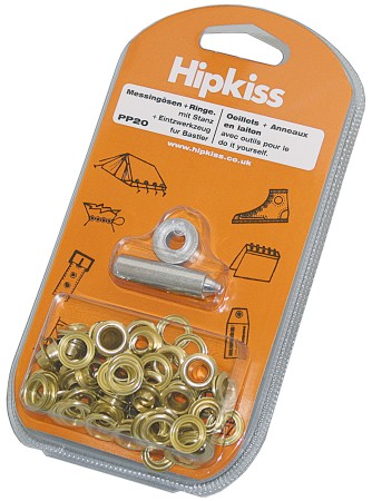 HIPKISS Eyelet Set with Striking Tool, Brass Eye 9.5mm, 25 Pieces, Self Pack 1 HIPKISS Eyelet Set with Striking Tool, Brass Eye 9.5mm, 25 Pieces, Self Pack
