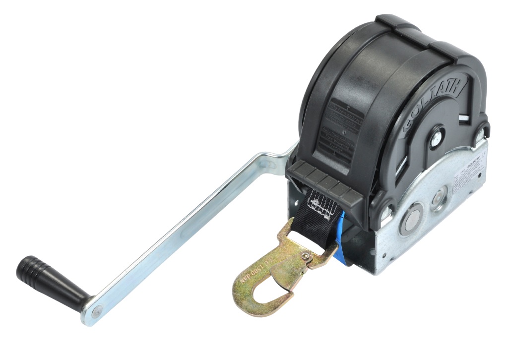 GOLIATH Trailer Winch TS800 800kg with 8m Webbing Strap, Black 1 GOLIATH Trailer Winch TS800 800kg with 8m Webbing Strap, Black