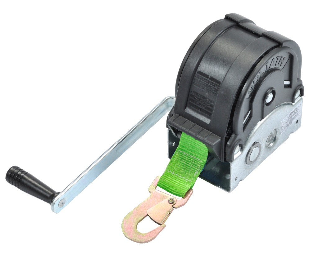 GOLIATH Trailer Winch TS1600 1600kg with 8m Webbing, Green 1 GOLIATH Trailer Winch TS1600 1600kg with 8m Webbing, Green
