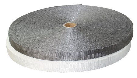 PES webbing 48-51mm grey with 4 stripes 100m 1 PES webbing 48-51mm grey with 4 stripes 100m