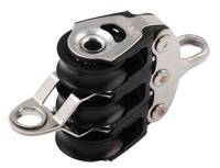 ALLEN triple block, ball bearing, 20mm, rope 6mm, eye, U-bolt
