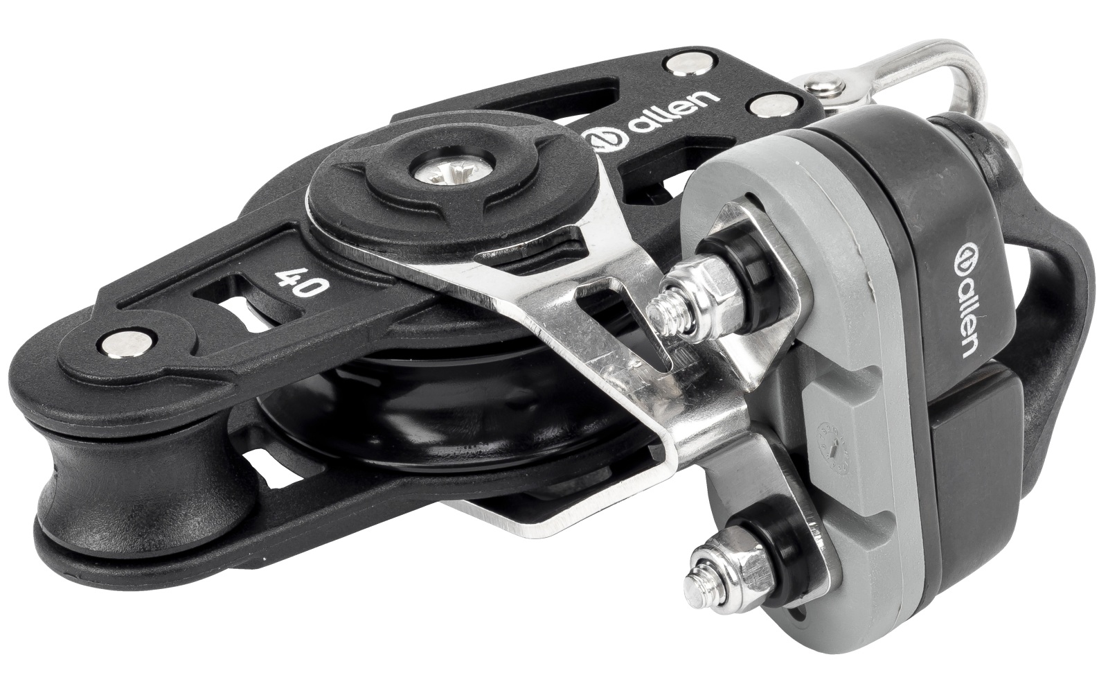 ALLEN violin block, spherical, 40/20mm, rope 6mm, swivel shackle/clamp 1 ALLEN violin block, spherical, 40/20mm, rope 6mm, swivel shackle/clamp