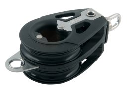 ALLEN double block, ball-bearing, 60mm, rope 10mm, reversible/U-shaped bracket