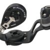 Swivel base with off-center ratchet block and clamp for 5-10mm rope