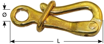 Pelican hook with eye, brass, 130mm 1 Pelican hook with eye, brass, 130mm