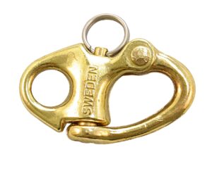 Snap shackle with eye, brass, 40mm